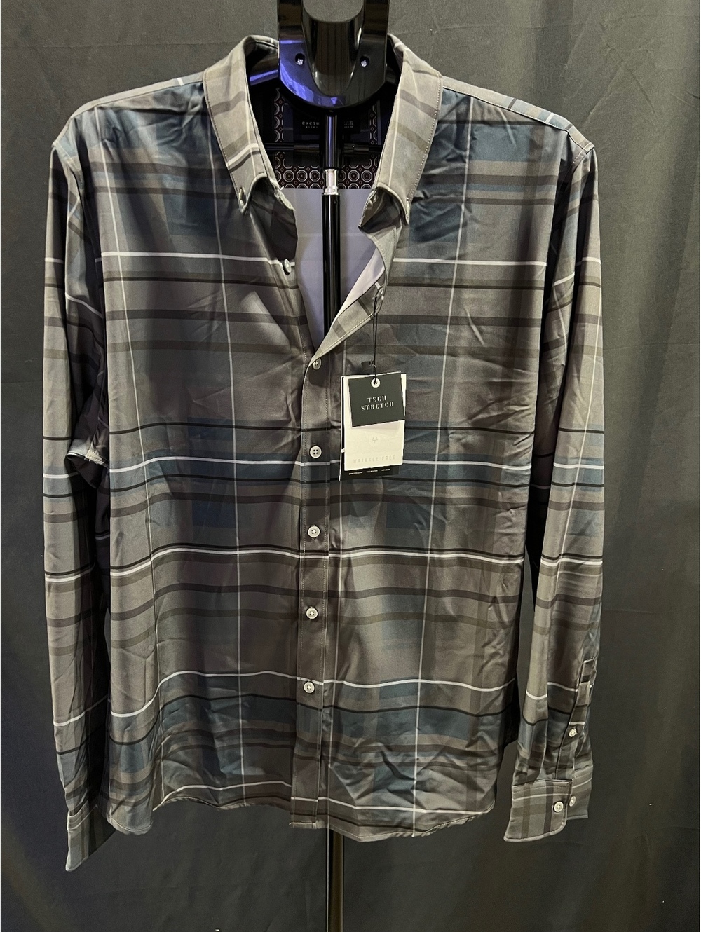 Cactus Man Ricky Singh Men’s XL Plaid Button Down Shirt Tech Stretch NWT